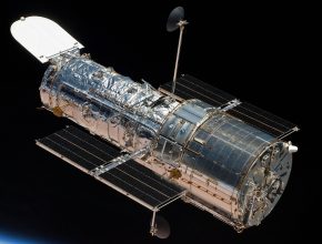 Hubble Space Telescope in Orbit in Space with Stars