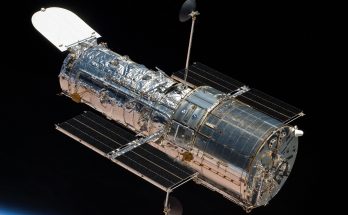 Hubble Space Telescope in Orbit in Space with Stars
