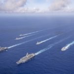 U.S. Navy warships transit the Philippine Sea in formation