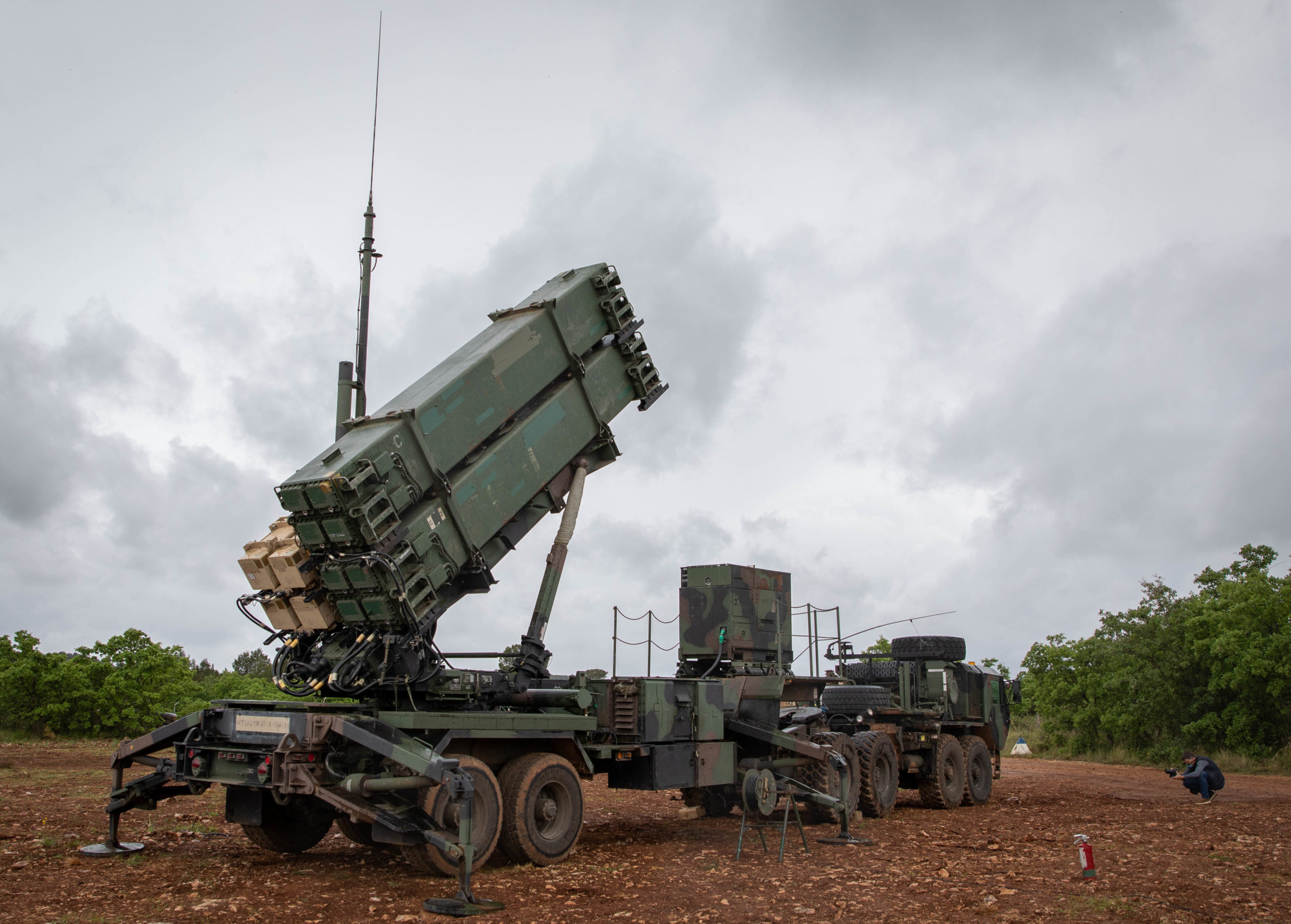A U.S. army missile defense system sits in a clearing in Croatia