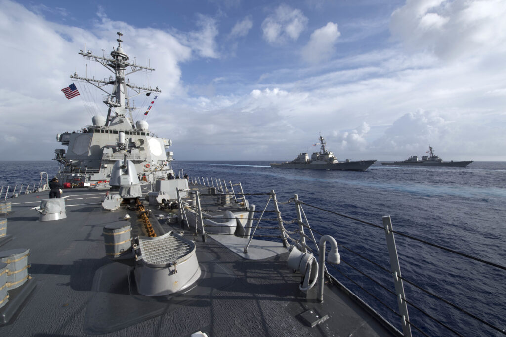 U.S. Navy warships in formation