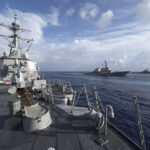 U.S. Navy warships in formation
