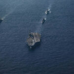 Formation of warchips at sea