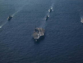 Formation of warchips at sea