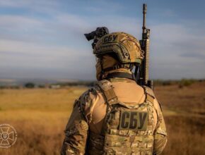 A soldier stands in a field