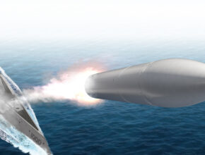 Rendering of a missile being launched from a warship