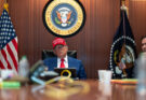 The U.S. president sits at the head of a table
