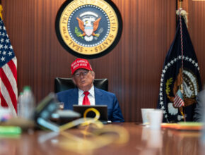 The U.S. president sits at the head of a table