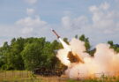 A missile is fired from its launcher.