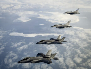 Fighter jets in formation over Greenland