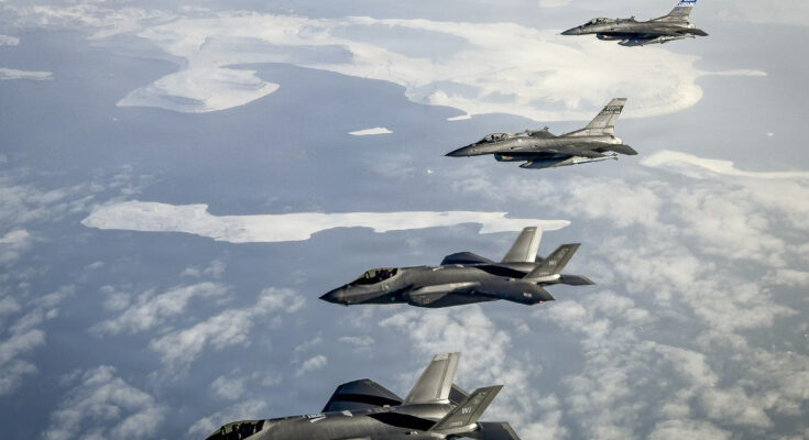 Fighter jets in formation over Greenland