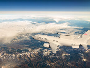 Rendering of an E-7 aircraft in flight