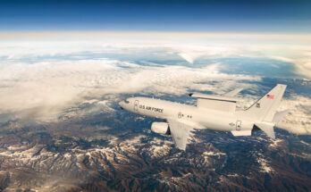 Rendering of an E-7 aircraft in flight